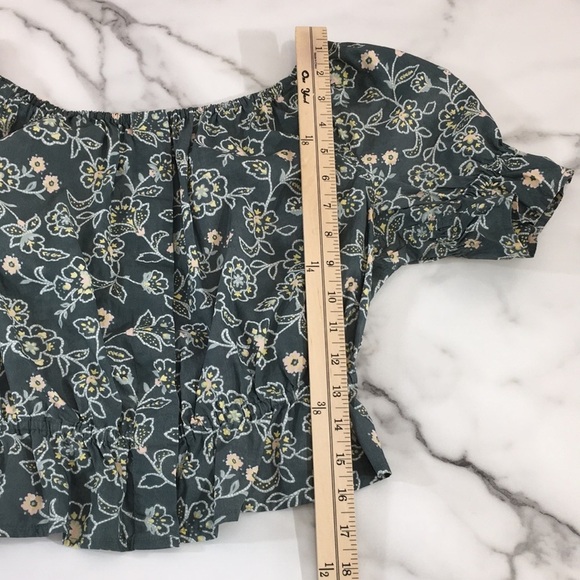 J. Crew Gathered Scoopneck Top In Vintage Vines Womens Small Cropped 100% Cotton - Picture 9 of 15